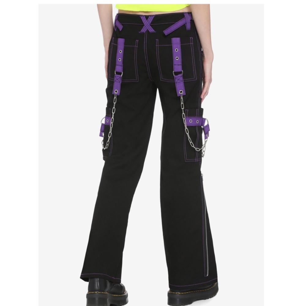TRIPP NYC Daang Goodman Y2K  Black Cargo Goth Punk  Purple Trim & Chains SZ S - Picture 2 of 12